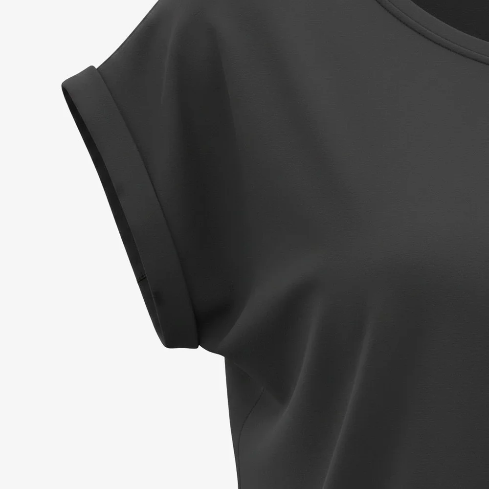 NWT Soya Concept Black Scoop Neck Rolled Short Sleeve Top #1770 Size XS - Picture 4 of 11